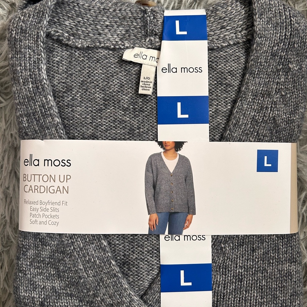 Ella Moss Gray Button Up Cardigan